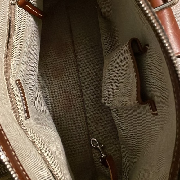 Dooney & Bourke double pocket tote. Good pre-owned condition. See photos. - Picture 3 of 6